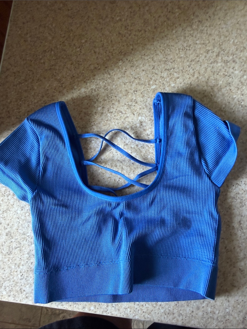 aerie Vibrant Blue Ribbed Strappy Crop Top